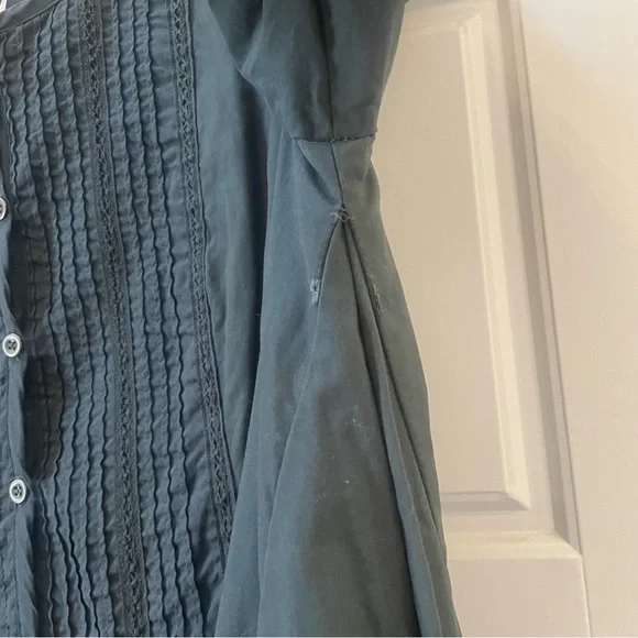 Free People Navy Lace Button Up Long Sleeve Dress Size Medium 100% Cotton - Picture 6 of 14